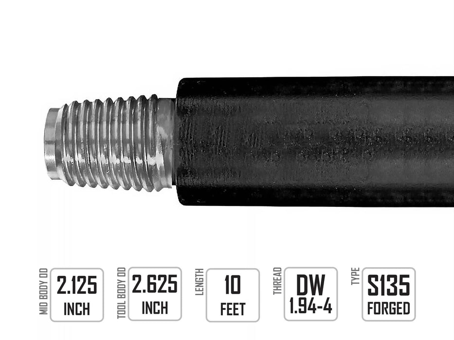 Ditch Witch JT20 and JT2020 Compatible Drill Pipe 10ft DW 1.94-4